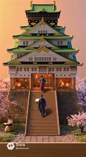 [AI] Osaka Castle Reimagined as a Japanese Library 📚🏯