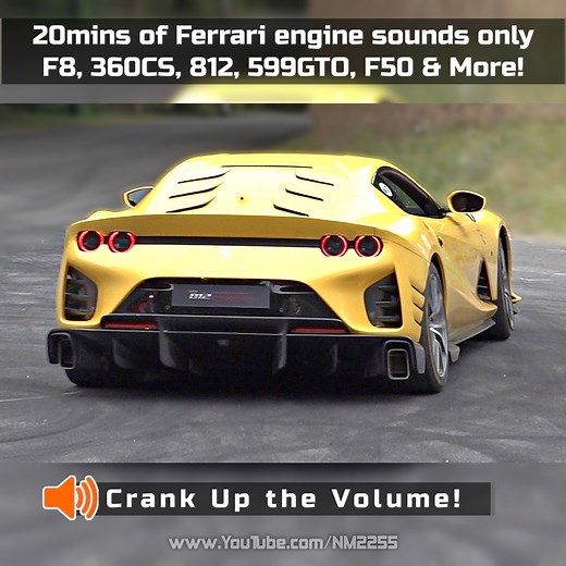 9.9K views · 406 reactions | Crank up the volume and enjoy 20mins of Ferrari engine sounds only  What was your favorite sounding Ferrari? Comment below  | NM2255 | Facebook