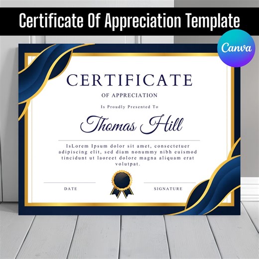 Certificate of Appreciation Template, Employee Recognition, Appreciation Award, Modern Certificate, Employee Certificate, Canva Editable - Etsy