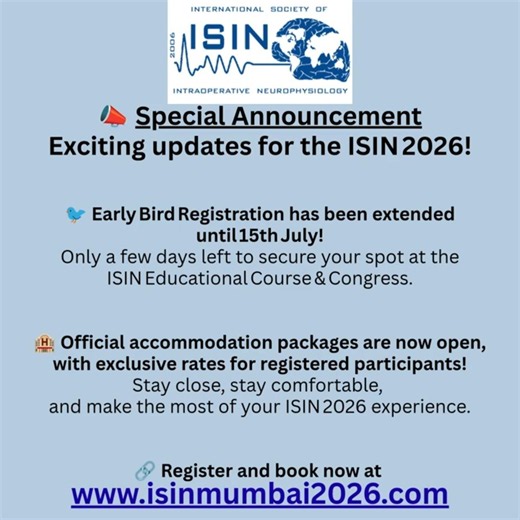 ISIN 2026 Special announcement: Early Bird Registration extended & Official accommodation packages