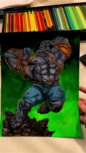 Drawing the Strongest Avenger 💚 | Hulk Fan Art #Hulk #MarvelFanArt #ColoredPencils #TraditionalArt #AnimeArt