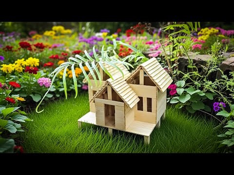 DIY Adorable 3-Room Symmetrical Mini House from Popsicle Sticks