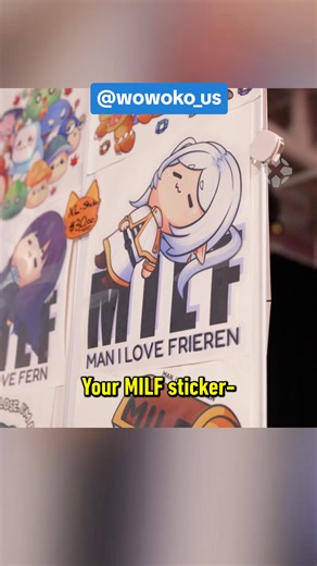 That MILF sticker is CRAZY. Here's some of the artists at the first ever #IGNLive Artist's Alley! #art #gaming #anime #balatro #mariokart #dragonball #frieren | IGN