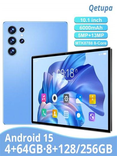 Tablet PC Android 15 Z50, pantalla táctil IPS HD de 10.1 pulgadas, CPU Octa-Core MTK 8788 a 2.0GHz, 4GB RAM+64GB ROM, 8GB RAM+128/256GB ROM, admite tarjeta SD de hasta 1TB, cámara frontal de 5MP y cámara trasera de 13MP, batería de 6000mAh, Bluetooth 5.2, WiFi 6 802.11ax, GPS, puerto USB-C, compatible con lectura y juegos (adaptador no incluido) | SHEIN