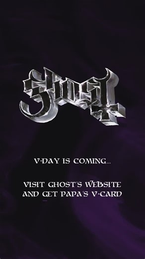 The Band Ghost on Instagram: "[MESSAGE FROM THE CLERGY] We wish to inform you V-Day cards are now available that will stir your unholy cravings. You're also invited to indulge in a curated collection of unholy hymns that may invoke a demonic procession unlike any before. Sign up on Ghost's website now for access."