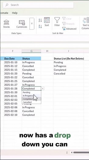 🔽 Create Status Dropdowns in Excel | Excel for Beginners