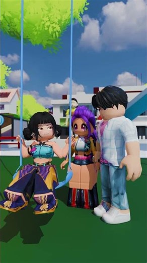 Jinu plays with Rumi and Zoey Roblox funny animation