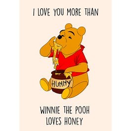 Winnie The Pooh Loves Honey Card