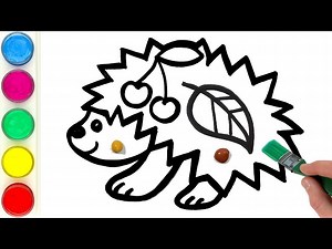 Hedgehog Picture Drawing, Painting and Coloring for Kids & Toddlers | Learn Animals - Videos For Kids