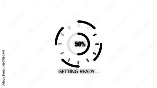 Getting Ready wheel animation - Animated spinning load icon with alpha layer transparent background. Loading circle icon animation on White background.