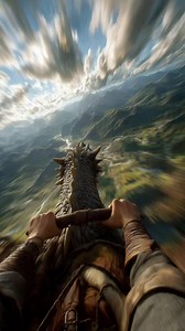 Dragon Rider Races Through Medieval Fantasy Landscape