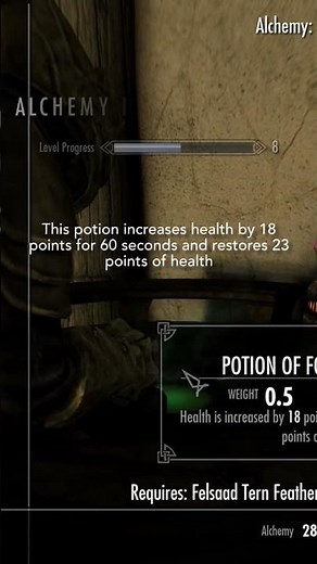 Skyrim - How To Make Fortify & Restore Health Potion #shorts