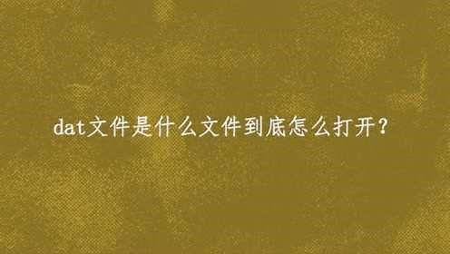 dat文件是什么文件到底怎么打开？
