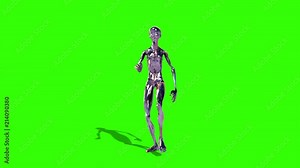 Howard the Metal Alien Dances Green Screen 3D Rendering Animation
