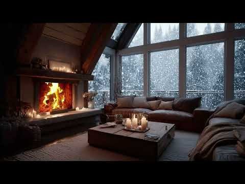 ASMR Crackling Fireplace and Howling Wind for Deep Sleep, Relaxation, and Cozy Winter Nights