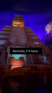 …..floating past the temple and volcano on Gran Fiesta Tour at EPCOT. Because sometimes the only place my brain wants to be is inside a slow boat ride with good vibes, glowing lanterns, and the smell of San Angel Inn chips drifting through the air. 😂🌋✨ A few fun facts while we ride with the Three Caballeros: 🇲🇽 This beautiful opening scene is inspired by a night in Mexico City — complete with a 43-foot-tall Mayan-style pyramid and that dreamy “eternal twilight” sky. 🎢 Gran Fiesta Tour repla