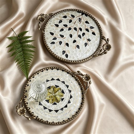 Handmade Mother of Pearl Resin Tray,round Iridescent Opal Vanity Catchall, Coastal Shell Decor Tray for Perfume, Bathroom & Kitchen. - Etsy