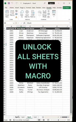 Excel Macros #7 - Unlock All Excel Sheets Instantly 🔓