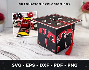 Graduation Exploding Box SVG, Graduation Box Card Holder Pdf, Graduation Box Money Holder, Fun Exploding Box SVG Cut File, Grad Gift Box Eps - Etsy
