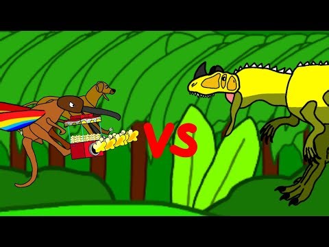 Scarlet plangaroocaw with Popcorn Maker gun and Rhodesian ridgeback vs Ceratosaurus boss