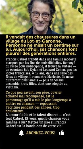 Francis Cabrel: renvoyé du lycée, vendeur de chaussures… devenu la plus belle voix de France
