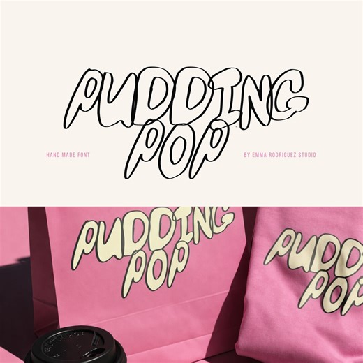 Pudding Pop Font - Bubble Outline Typeface, Playful Hand Drawn Lettering, Quirky Mixed Case Display Font, Cartoon Style Typography Download