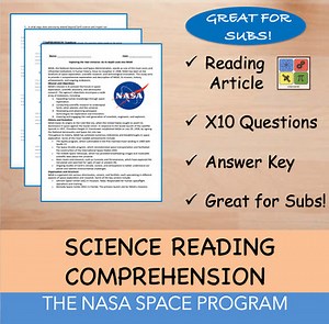 NASA Space Program - Reading Passage x 10 Questions - 100% EDITABLE