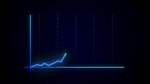 Neon blue line graph on dark background, symbolizing data trends.