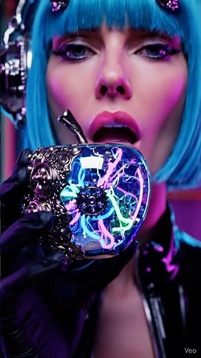 Blue‑Haired Steampunk Girl & the Mechanical Crystal Apple ASMR