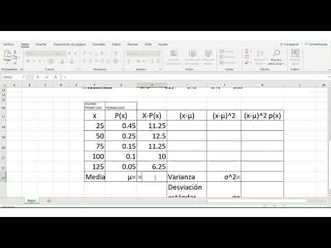 Distribución de probabilidad discreta - Cálculo de media, varianza y desviación estándar