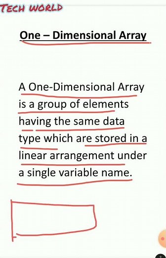 one dimensional array #ytshorts #techWorld