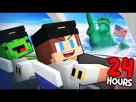 Mikey and JJ Survive 24 Hours as Pilots (Maizen Minecraft)