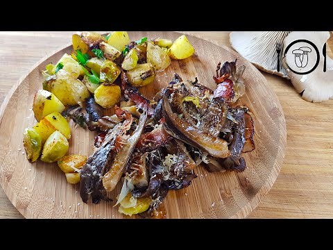 Recept Hlíva ústřičná - Pečená Hlíva ústřičná s bramborem.