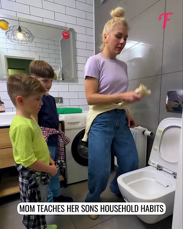 Mom teaches her sons good habits around the house 😊😁 | Family World