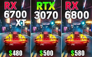RX 6700XT vs RTX 3070 vs RX 6800 显卡对比（1440P分辨率测试，CPU为R9 5900X） 1080P 60帧视频