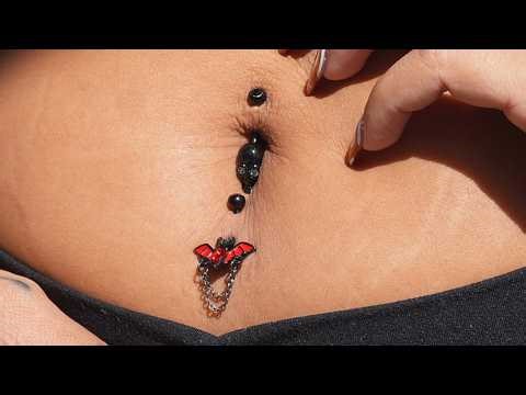 The Best Halloween Themed Double Belly Button Piercing! 💀🦇🎃
