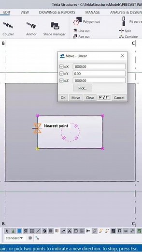 Tekla Structure How to Create an Opening and Centralized it on a Wall
