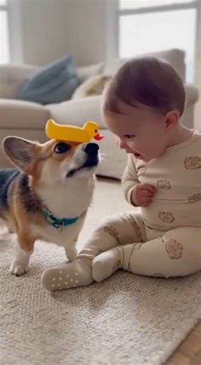 BABY’S BEST FRIEND IS A Corgi WITH A DUCK ON HIS HEAD! 🐶🦆 When your little one giggles as their furry pal balances a rubber duck like a crown — pure joy, pure chaos, pure love. 😍👶😂 #BabyAndPets #CorgiLove #RubberDuckChallenge #CuteOverload #ToddlerLaughs #PetFamily #ReelItIn #FacebookReels #HomeWithAnimals #ZooAtHome #TinyHumanBigHeart #AdorableMoments #UnrealCuteness #BabyBoss #AnimalSquad #PlaytimeMagic #HeartMelting #CorgiVibes #DuckOnHead #BestFriendsForever | PawZone