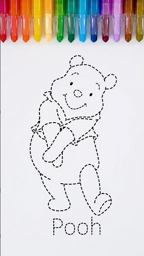 푸🧸💛❤️캐릭터 점선 그림 그리고 색연필로 색칠하기 | Pooh Dotted Line Drawing and Coloring #characterdrawing #howtodraw