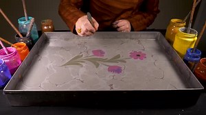 Creating Ebru Floral Design in Water Marbling Art