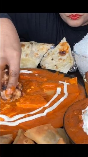 ASMR: Eating Butter Naan with butter paneer eating challenge 😍😋 butter chicken Mukbang🤤