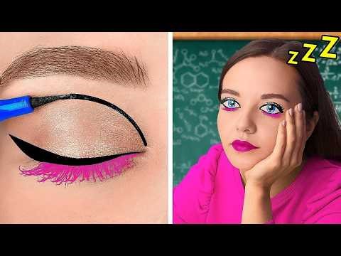 Transformación en un estudiante de arte 📚 Cómo hacer trampa en los exámenes😊 Tutoriales de belleza