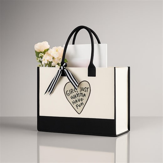 Girls Just Wanna Have Fun Tote Bag for Women, Heart Quote Canvas Shopper Bag, Cute Feminine Design Gift for Daily Use and Style Inspiration - Etsy