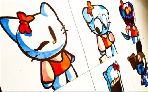 Drawing HELL ON KITTY Full Week FNF MOD)(Hello Kitty/Horror) Friday Night Funkin