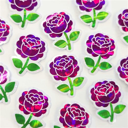 Hot Pink Roses Flower Sticker Set, Small Sparkly Summer Blooms for Journals, Garden Planners, Envelopes, Scrapbook Pages and Crafts. - Etsy