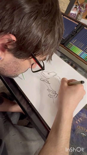 Gothic Chameleon Outline Drawing Artwork.