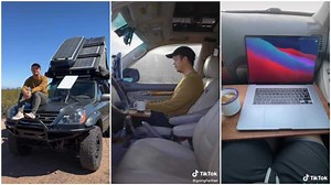 Tech savvy man shows how he transformed car into his home and office in video