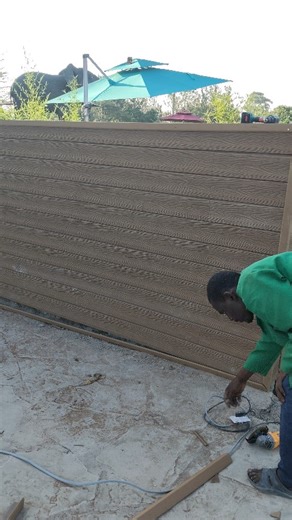 Wall Cladding Solid Panel installation. Clean, bold finish. Specs: • Size per panel: 2.8m x 0.14m • Suitable for exterior cladding • Durable and moisture resistant • Easy to install and low maintenance Price: KSh 2,000 per piece #wallsolidpanels #solidwallcladding #wallcladding #solidpanelskenya #wallcladdingkenya | Premier Wall & Floor Solutions