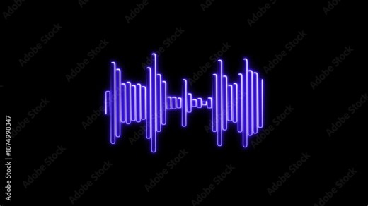 Neon Sound Equalizer Bars Audio Visualization Animation with Dynamic Music Frequency Display