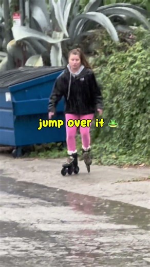 When the Puddle Is Small Enough… Jump 🐸 #inlineskating #tipsandtricks